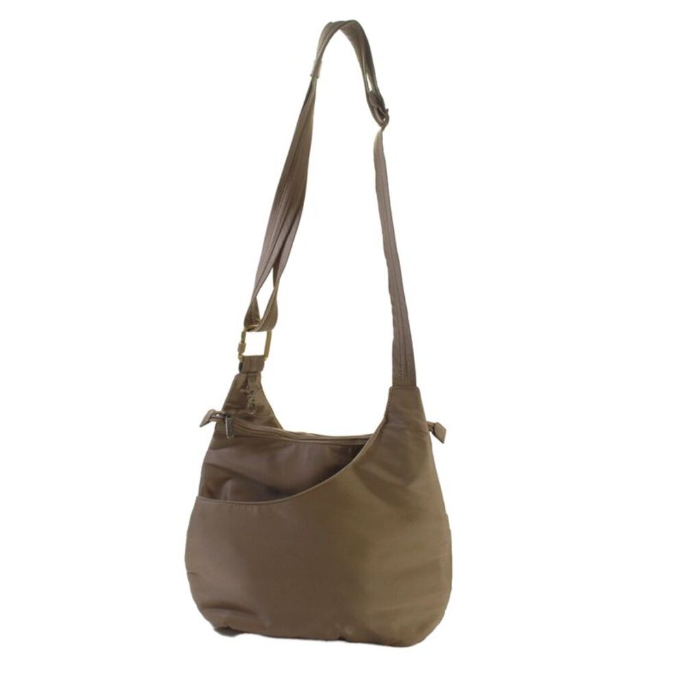 Travelon Womens Zipper Closure Gold Tone Crossbody Shoulder Handbag Brown - Picture 3 of 8